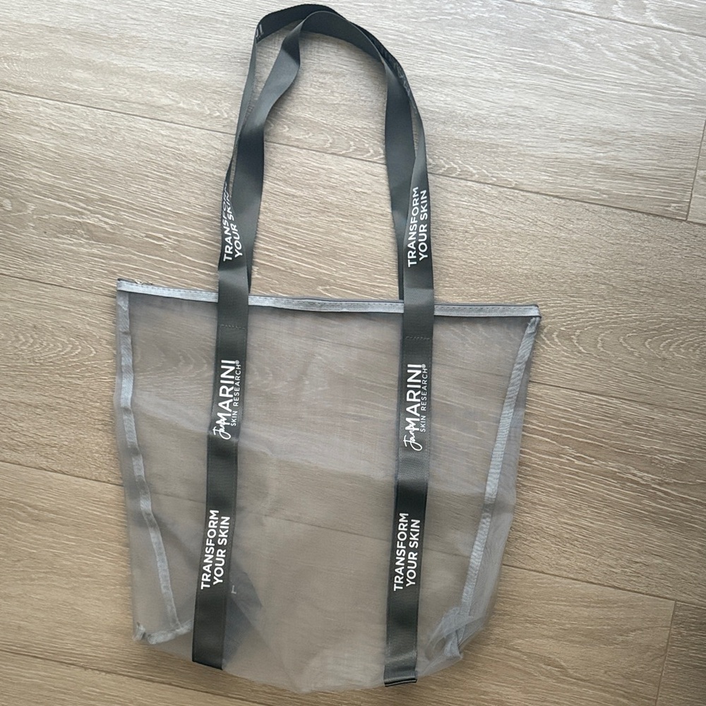 Skin Gray Sheer Tote with Black Straps